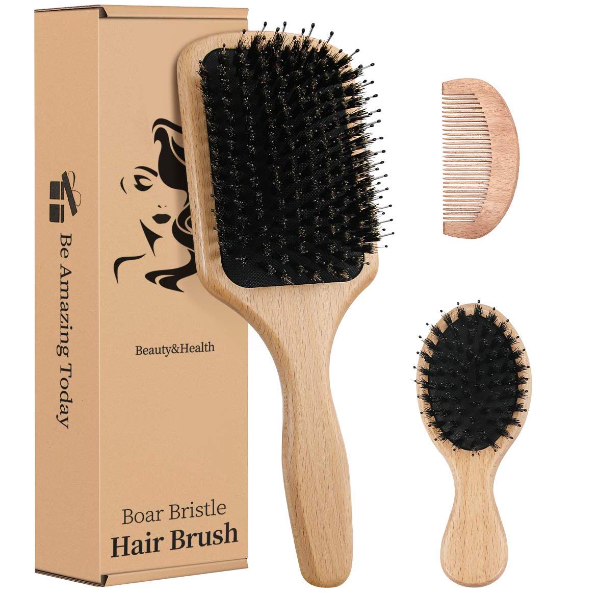 Boar Bristle Hair Brush Gift Set Healthy Natural Hair Products